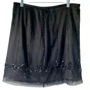 Ann Taylor Beaded Black Short Skirt Size 14